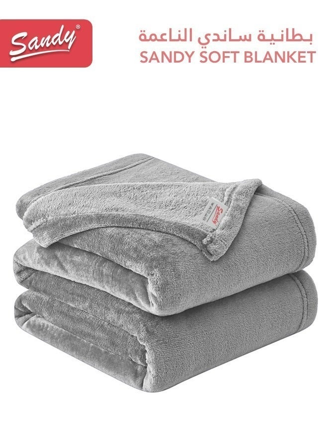 Sandy Lightweight Bedding Blanket, Single Size 220 x 170 cm, High Quality and Super Soft All Season Fleece Blanket, Optimal for Bed, Sofa, Couch and Home Decorations, Light Grey - Image 2